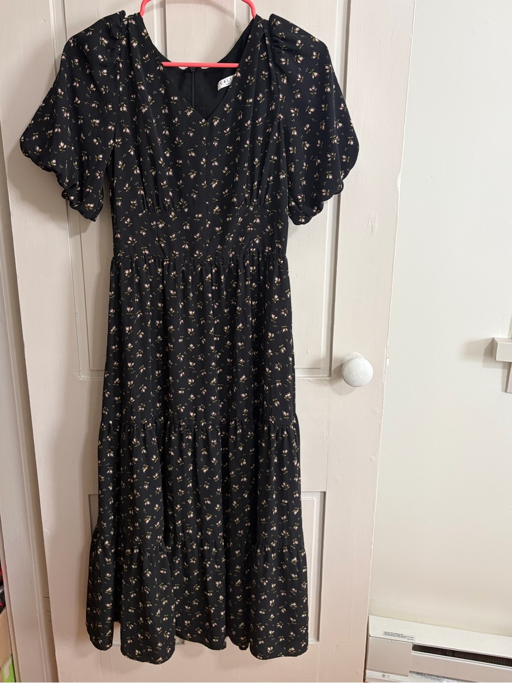 Black Floral Puff Sleeve Dress
